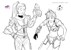 rauchus:  here is,a thing. tracer and widowmaker skin swap!Edit: scribbled some colours