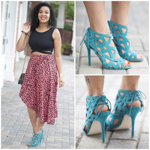 Earlier this week on the blog! Crop top…spots…and the most amazing cage heels. That la