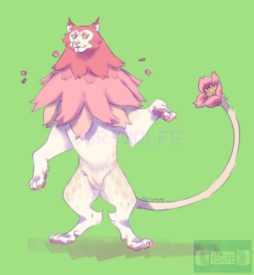 got this cutie floral manticore designed by dinked on furaffinity ️ im not super happy w how i drew 