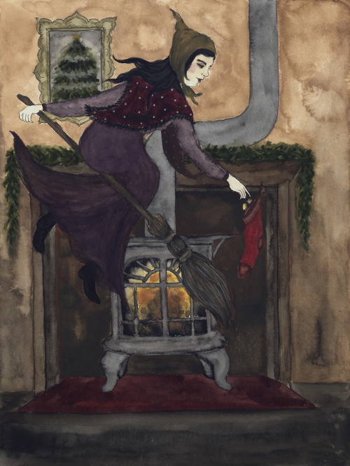 For #folktaleweek Day 3, the prompt is Witch. I chose to paint La Befana, a kindly Italian witch who