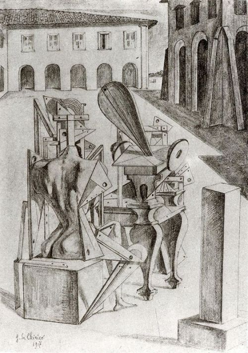 The Mathematicians, 1917, Giorgio de ChiricoMedium: pencil,paper