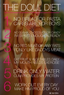 lordreed21:  Any aspiring doll should take a little look at these simple rules - remember how important it is to get where you want to be and eat like a doll… #bimbo #bimbofication #doll #fuckdoll 