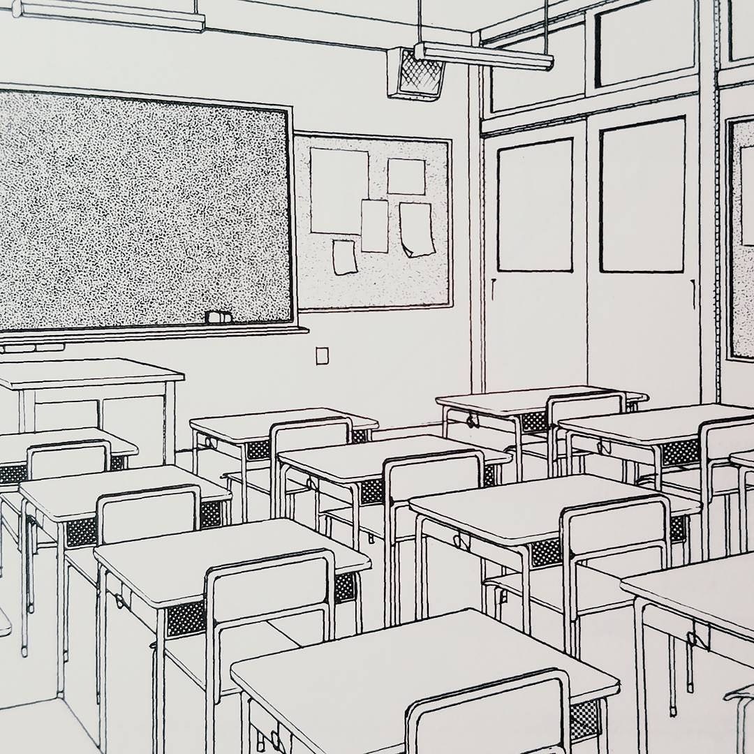 午前5時と雨 | A classroom scene from one of my “how to draw...