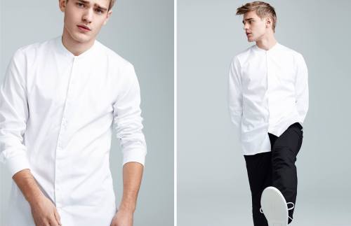 chriscruzism:Refresh Your Fit with the New Arrivals by Simons are essentials wardrobe for guys including sweatpants, long tunic shirts, also tees, side zip tee, roll-sleeve tee, tanks, complementing with white or dark sneaks. Model Bo Develius is