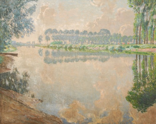 Emile Claus (Belgium 1849-1924)Lys au printemps - River Lys in Spring (1923)oil on canvas 100.5 x 12