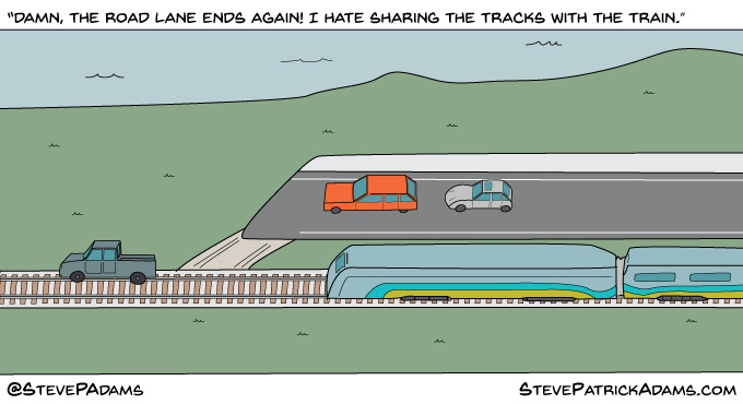 If roads were built like cycle lanes.
Source: Steve Patrick Adams