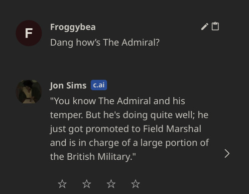UPDATE: THE CHATBOT THOUGHT THE ADMIRAL WAS APART OF THE MILITARY