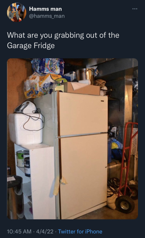 sule-skerry:guerrillatech:OK the only people I have known who have a garage fridge are Korean and use it for kimchi because they make enough of it they need a Designated Kimchi Fridge, so I get that.But can my fellow white Americans please explain what