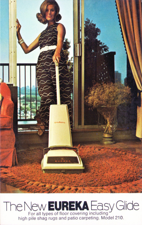 Eureka Easy Glide vacuum cleaner ad, 1968. USA. Via flickr.