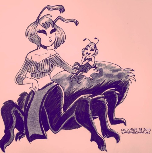 Day 28 of Inktober! A spider mom and her spider babe ❤❤ . . . . @inktober #inktober #inktober2019 #m