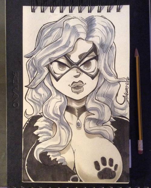 Porn photo albo:  Sketch of the day: Black Cat! #doodle