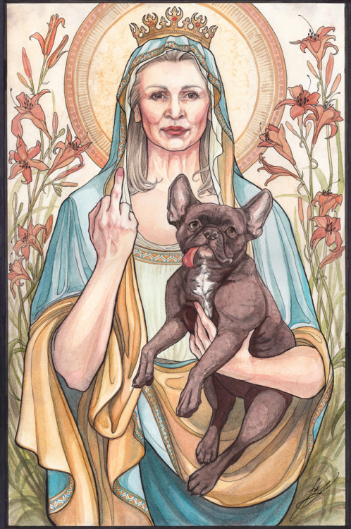 starrbear: drfitzmonster: lindsayvanek: My latest piece: Our Blessed Rebel Queen, Carrie Fisher done