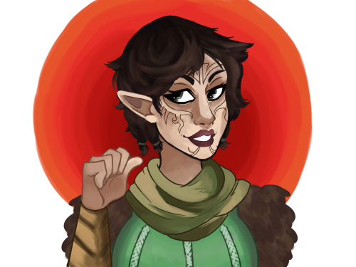 goingtrickster:  and tada! this is my part of an art trade with the wonderfully amazing asexuallavellan ! i hope i didnt butcher her too badly, this was really fun! and i’ve grown to really like her!! (the tatts were a bitch tho)  