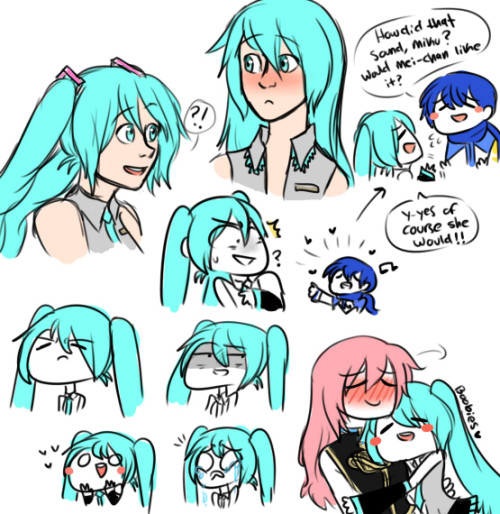doodled out my miku feelings  also including kaito and luka