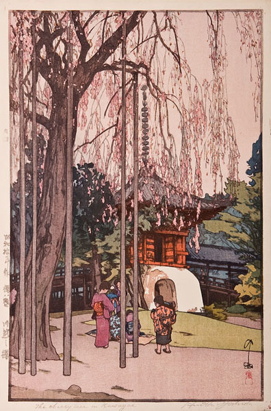 nihon-bijutsu:The Cherry Tree in Kawagoe, 1935, Hiroshi Yoshida