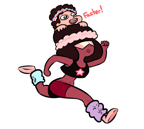 classyplatypi:  Everyone got tired half-way through their jog except Garnet. 