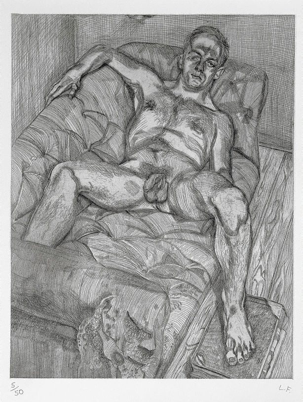 Lucian Freud (British, born Germany 1922-2011), Man Posing, 1985. Etching on Somerset