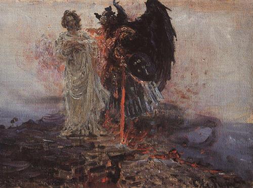 artist-repin:Follow me, Satan, 1895, Ilya Repin