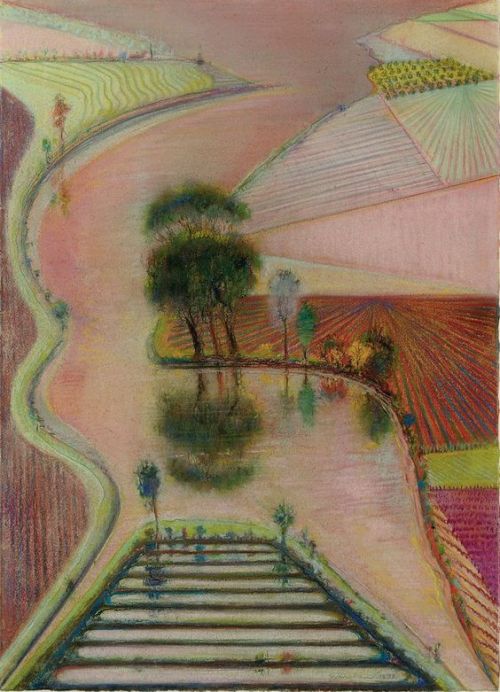 rickstevensart:Wayne Thiebaud | Delta | Pastel and graphite on paper | 1998 | 31 x 22½ in.