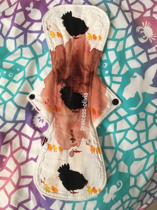 princess-olivias-period: Cloth pad I wore today! Some blood spread to the wings $30 plus shipping fo