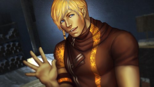 The canon LGBT+ character of today is:Lux from Akash: Path of the Five who is bi/pan