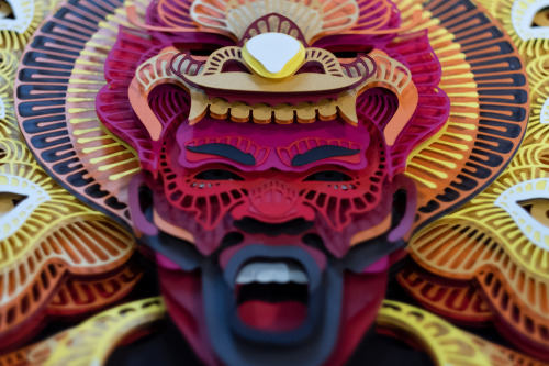 itscolossal:Evoking Fire and Air, Intricate Paper Masks by Artist Patrick Cabral Honor Filipino Cult
