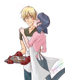 lovelyrugbee:  *takes a deep breath*Future-verse where Adrien marries Marinette, leaves modeling completely after discovering his passion for pastries, and becomes the super cute prize son in law of Tom and Sabine, Goofball Husband to Marinette, and that