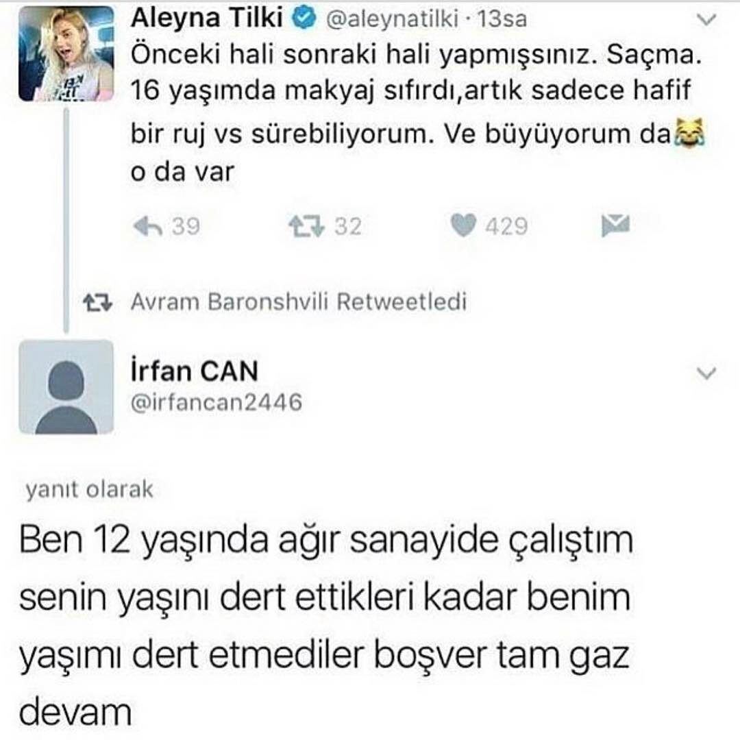 Aleyna Tilki
- Önceki hali...