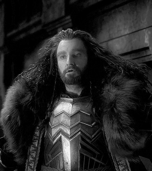 bubbysbub:poplitealqueen:wenrah974:Thorin and his beautiful hair tooThorin ‘Sexy af’ shield.Mmmmm…..