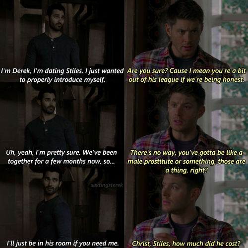 sextingsterek: AU: Dean thinks Derek’s too hot for Stiles