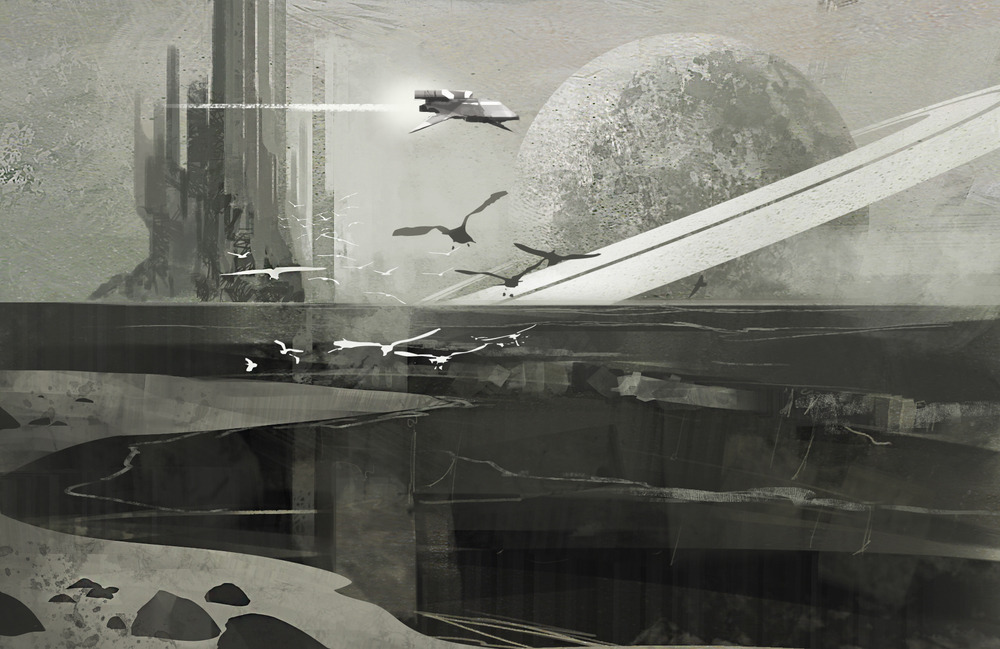 fuckyeahvideogamesartworks:  NO MAN´S SKY black n white concept art by Leading Light