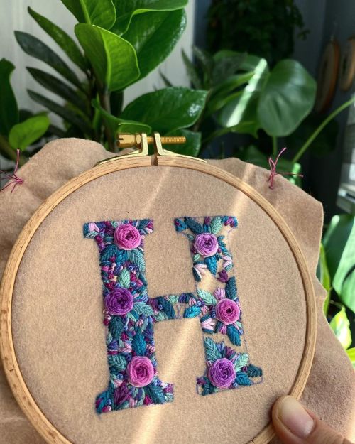 H . . . #embroidery #stitch #monogram #letter #handstitched #handmade #felt #artist #fiberart #hand