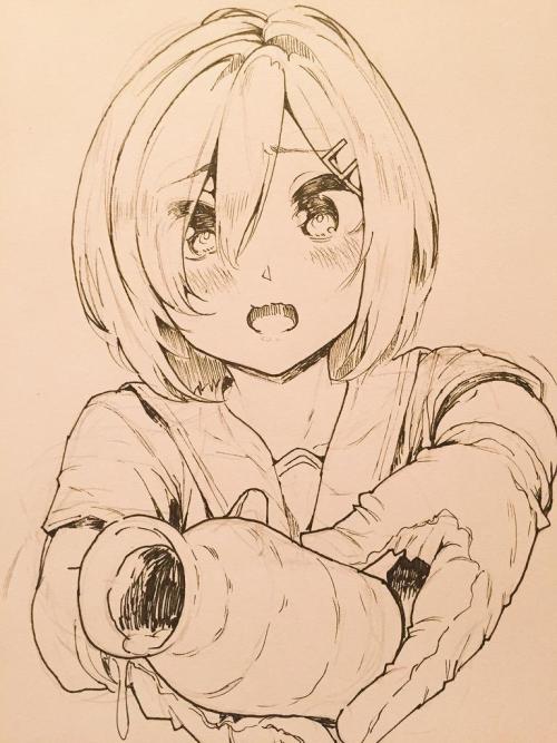yatsuhashi:  お酌する浜風 http://t.co/UizQ3K7Phu Source:http://twitter.com/akaakaasahito/status/613307086240223232