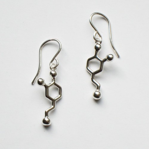caitlynhetillica:   Dopamine Molecule Necklace Serotonin Molecule Necklace Caffeine Molecule Necklace  DNA Necklace Sterling Silver Chain Dopamine Earrings Serotonin Earrings 