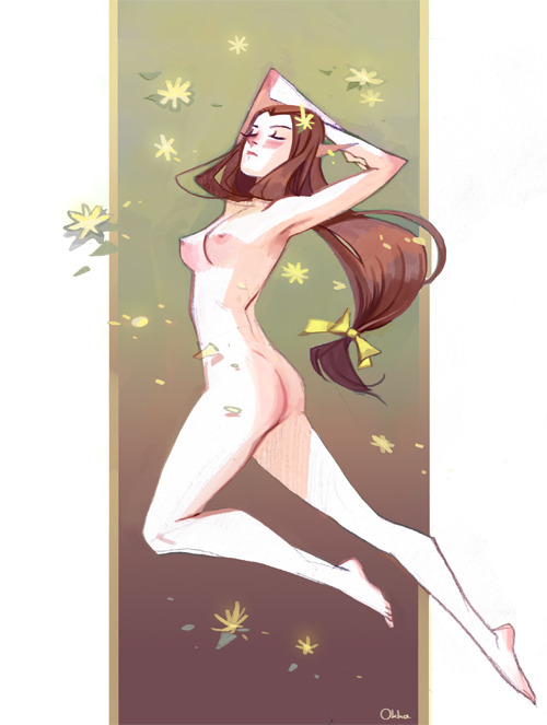 okhadraws:Naked spring elf… just for fun. I’m laughing, because this is my only drawing