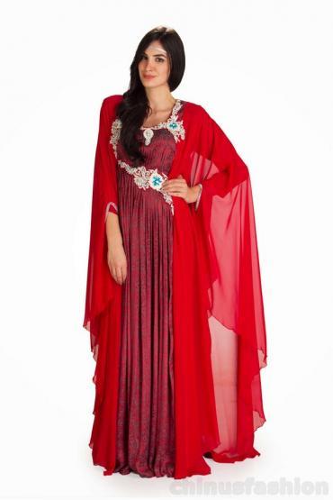 Aariel Red Chiffon Gown Style Kaftan