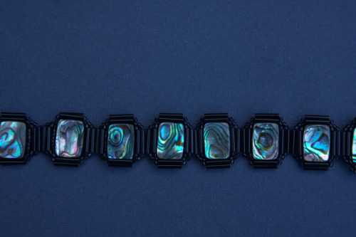 valarhalla:The finished Abalone bracelet I’ve been working on for quite a while. It’s possibly the m