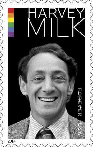 The new Harvey Milk stamp, via US Postal Service, from a photo by Milk&rsquo;s friend Danny Nico
