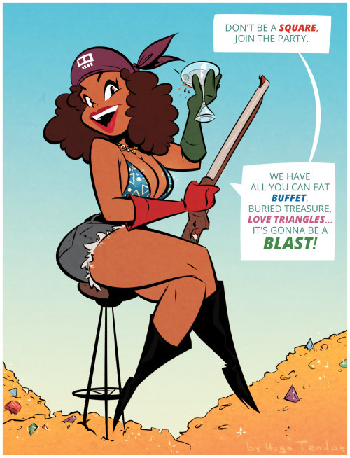   Franchesca - Party - Cartoony PinUp Commission  Saturday, a good day to party.
