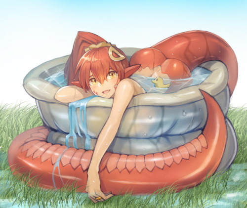 monstagurls: Miia cooling herself off in the summer by sookmo  ❤︎ Source