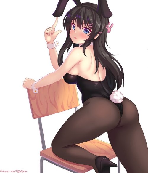 legendaryanimelegs: Leaning on chair [Seishun Buta Yarou]Click for more sexy anime legggggs ~~ Touch