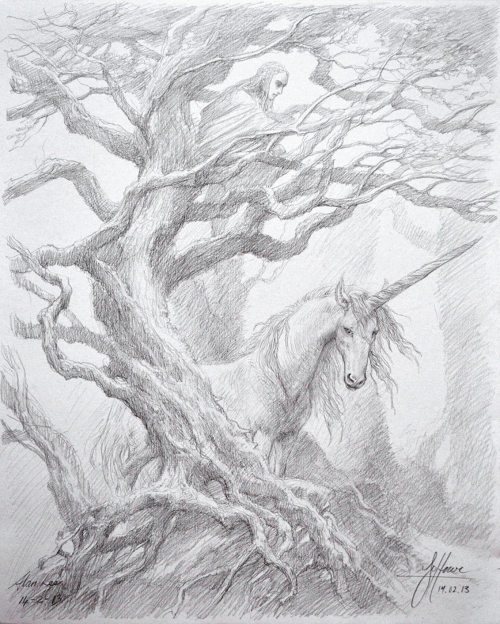 alan-and-john:Collaborative drawing by Alan Lee and John Howe