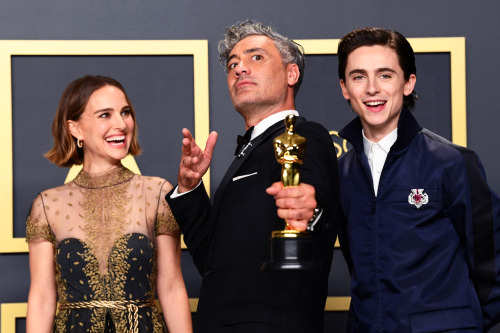 oscar-isaac: Natalie Portman, Taika Waititi and Timothée Chalamet at the 92nd Annual Academy Awards 