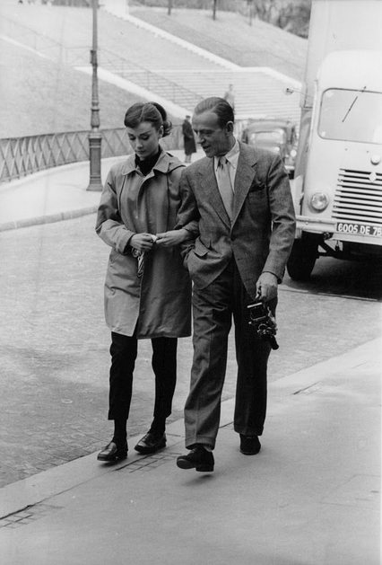timelessaudrey:Audrey and Fred on the set of Funny face