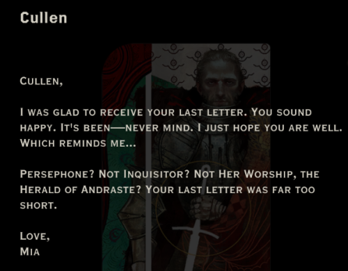 fuckyeahcullen: loonyloopy: 1. Cullen, you need to do better with letters 2. What DID you write abou