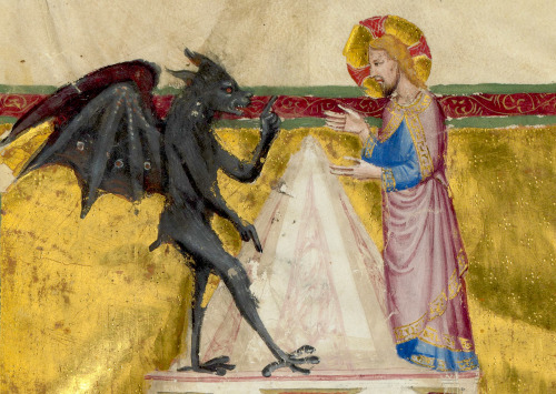 Temptation of Christ ‘Bible historiée toute figurée’, Naples ca. 1350.Paris, BnF, França