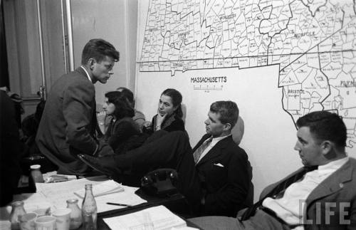 Election night at Kennedy for U.S. Senate campaign headquarters(Yale Joel. 1952)
