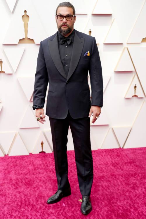 Jason Momoa wearing Henry Poole.