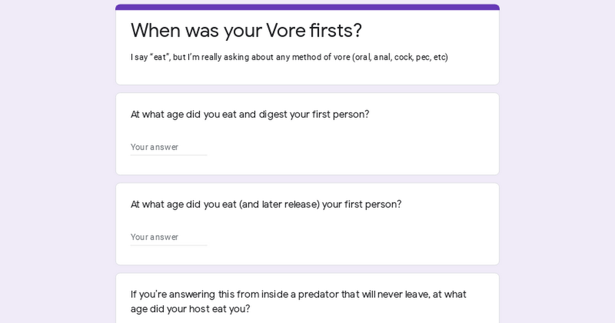 When was your Vore firsts?