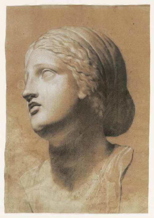 songesoleil:Tête d’une fille de Niobé.Dessin.Musée Réattu, Arles, France.Art by Jacques Réattu.(1760